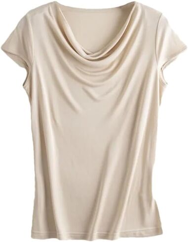 Womens Summer Silk T-Shirt Loose Casual Soft T-Shirt Trendy Short Sleeve Tops in Saudi Arabia