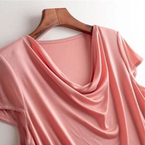 Womens Summer Silk T-Shirt Loose Casual Soft T-Shirt Trendy Short Sleeve Tops in Saudi Arabia