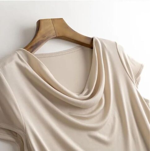 Womens Summer Silk T-Shirt Loose Casual Soft T-Shirt Trendy Short Sleeve Tops in Saudi Arabia