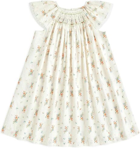 Simplee kids Baby Girls’ Smocked Dress Handmade Summer Casual Dresses Floral Print Sundress Princess Dress for Toddlers for 3T in Saudi Arabia