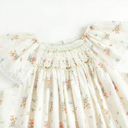 Simplee kids Baby Girls’ Smocked Dress Handmade Summer Casual Dresses Floral Print Sundress Princess Dress for Toddlers for 3T in Saudi Arabia
