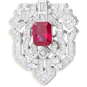 18K Gold Plated 8 * 10mm Simulation Emerald Red Steel Jade Diamond Cubic Zirconia Gem Brooch Women's Upscale Luxury Gift for Girls Wife Sisters 18K Gold Plated Women's Brooch in Saudi Arabia