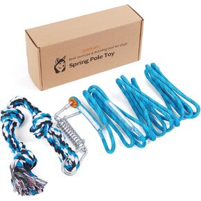 LOOBANI Dog Spring Pole Toy for Pitbull, Outdoor Durable Hanging Rope Tug Toys for Exercise & Muscle Building & Bite Training, Interactive Tug of War Game for Medium to Large Breeds Solo Play(Blue) in Kuwait
