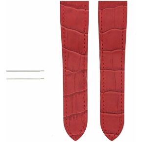 Ewatchparts 20mm Leather Watch Band Strap Compatible With Cartier Santos 2878 Grain Red Includes Screw in Saudi Arabia