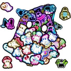 Neon Water Bottle Stickers for Kids Glow in The Dark, 60 PCS Vinyl Waterproof Stickers Pack for Laptop Skateboard Phone Case, Cute Neon Animals Decals for Teens in Kuwait