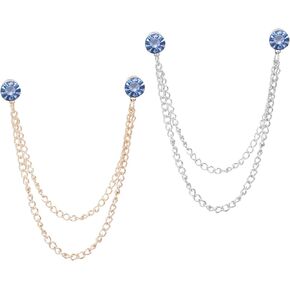 PATIKIL Rhinestone Chain Brooch Pins, Round Crystal Tassel Chain Hanging Fashion Crystal Lapel Suit Pins in Saudi Arabia
