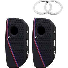 غطاء مفتاح FOB ، حامي مفتاح ملمس عسل العسل ، ملحق محمول ، متوافق مع BMW (أسود) in Kuwait