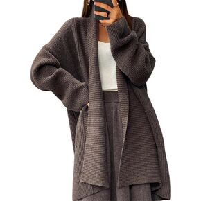 Chouyatou للسيدات مكتنزة مفتوحة مفتوحة الأمامية طويلة Cardigan خفيفة الوزن سترة الأكمام طويلة الأكمام in Kuwait