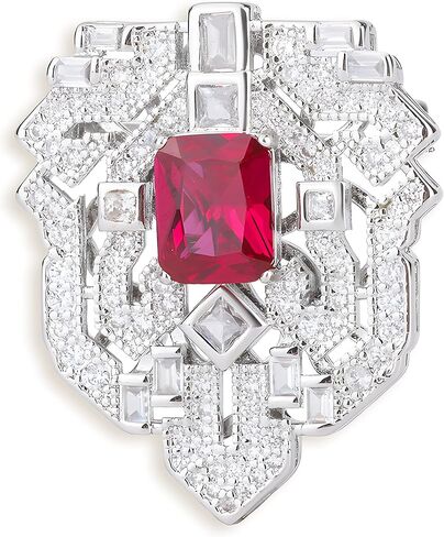 18K GOLD مطلي 8 * 10MM محاكاة الزمرد الأحمر الصلب اليشم الماس Cubic Zirconia Gem Brooch هدية فاخرة فاخرة للبنات أخوات 18 كيلو. in Saudi Arabia