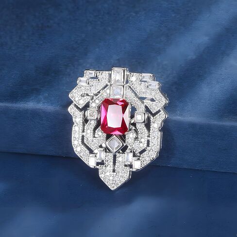 18K GOLD مطلي 8 * 10MM محاكاة الزمرد الأحمر الصلب اليشم الماس Cubic Zirconia Gem Brooch هدية فاخرة فاخرة للبنات أخوات 18 كيلو. in Saudi Arabia