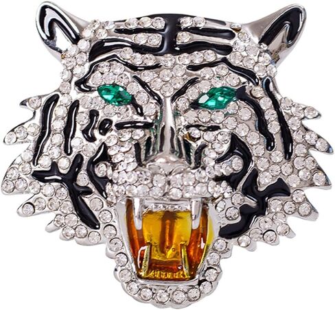 Rhinestone Tiger Head Brooch Pins for Men Women Suit Pin,Retro Elegant Gold Silver Crystal Animal Lapel Pin,Charm Tiger Coat Collar Brooch Fashion Jewelry Accessories in Saudi Arabia