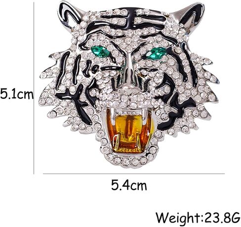 Rhinestone Tiger Head Brooch Pins for Men Women Suit Pin,Retro Elegant Gold Silver Crystal Animal Lapel Pin,Charm Tiger Coat Collar Brooch Fashion Jewelry Accessories in Saudi Arabia