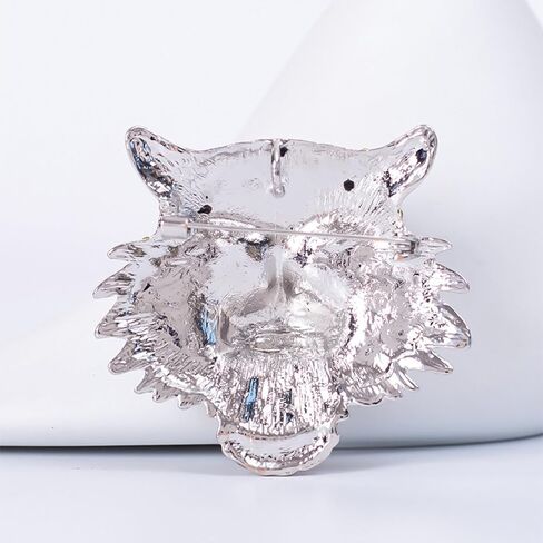 Rhinestone Tiger Head Brooch Pins for Men Women Suit Pin,Retro Elegant Gold Silver Crystal Animal Lapel Pin,Charm Tiger Coat Collar Brooch Fashion Jewelry Accessories in Saudi Arabia