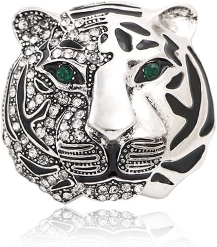 Rhinestone Tiger Head Brooch Pins for Men Women Suit Pin,Retro Elegant Gold Silver Crystal Animal Lapel Pin,Charm Tiger Coat Collar Brooch Fashion Jewelry Accessories in Saudi Arabia