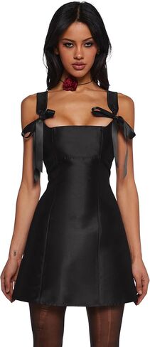 Dolls Kill Pixie Stardust Mini Dress by Mood Mood - Taffeta Dress with Fit and Flare Silhouette ، مثالي للمناسبات الخاصة - الأسود ، xx -large in Saudi Arabia