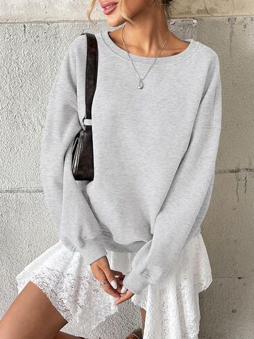 Womens Fleece Oversized Sweatshirt Crewneck Pullover Casual Long Sleeve Tops Basic Fall Fashion Outfits 2025 in Saudi Arabia