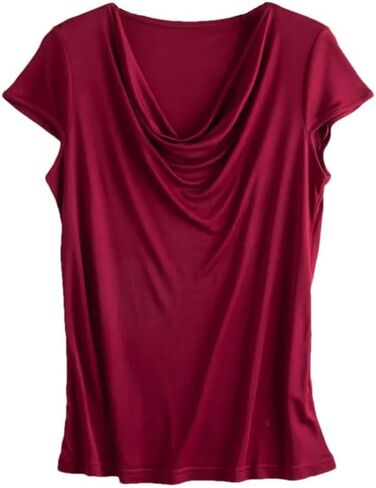 Womens Summer Silk T-Shirt Loose Casual Soft T-Shirt Trendy Short Sleeve Tops in Saudi Arabia