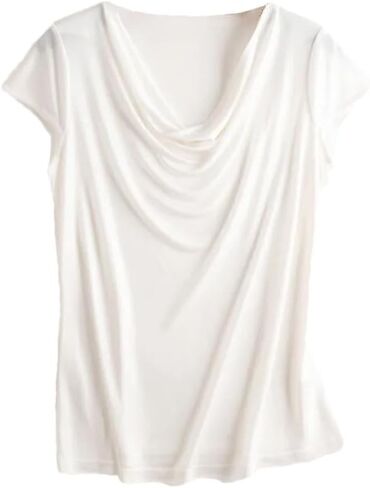 Womens Summer Silk T-Shirt Loose Casual Soft T-Shirt Trendy Short Sleeve Tops in Saudi Arabia