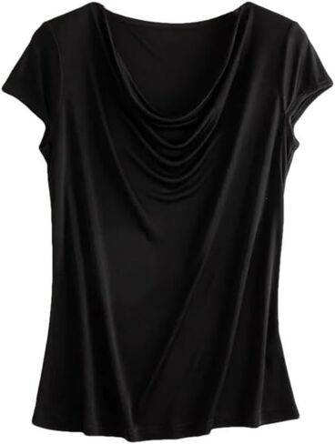 Womens Summer Silk T-Shirt Loose Casual Soft T-Shirt Trendy Short Sleeve Tops in Saudi Arabia