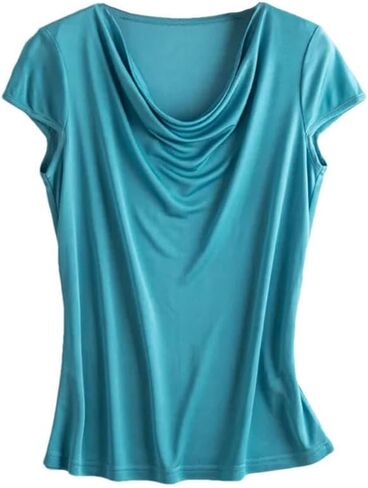 Womens Summer Silk T-Shirt Loose Casual Soft T-Shirt Trendy Short Sleeve Tops in Saudi Arabia