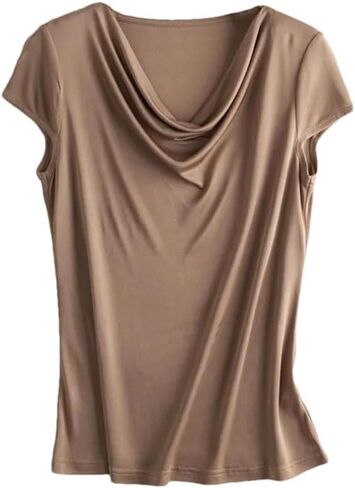 Womens Summer Silk T-Shirt Loose Casual Soft T-Shirt Trendy Short Sleeve Tops in Saudi Arabia