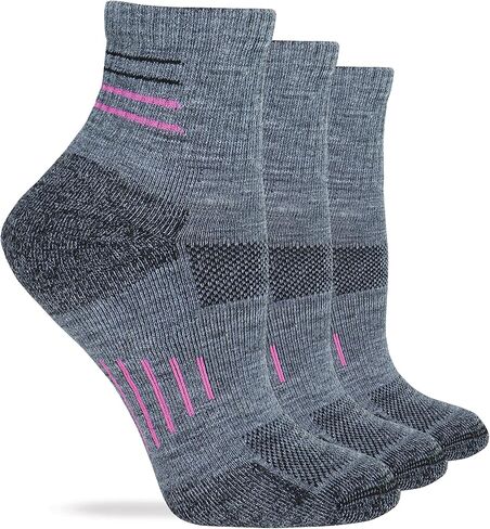 Wise Blend Ladies Merino Wool Blend Seamless Toe Hiker Quarter Crew Socks 3 Pair in Kuwait
