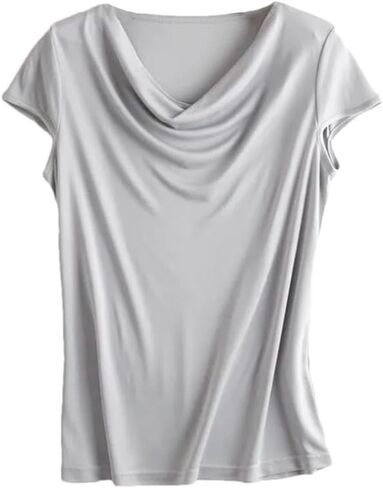 Womens Summer Silk T-Shirt Loose Casual Soft T-Shirt Trendy Short Sleeve Tops in Saudi Arabia