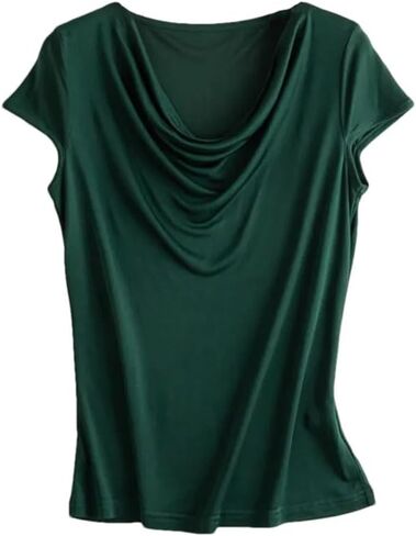 Womens Summer Silk T-Shirt Loose Casual Soft T-Shirt Trendy Short Sleeve Tops in Saudi Arabia