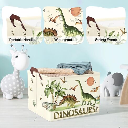 Clastyle Dinosaur Kid Storage Storage Basking Baby Laundry Garper Tree Tree Boy Gift Toy Box Toyblible Organizer Congery Bin لغرفة النوم ، الزاحف ، 40*30*30 سم in Kuwait