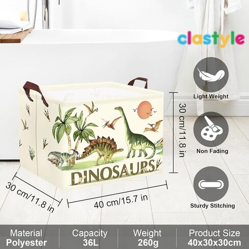 Clastyle Dinosaur Kid Storage Storage Basking Baby Laundry Garper Tree Tree Boy Gift Toy Box Toyblible Organizer Congery Bin لغرفة النوم ، الزاحف ، 40*30*30 سم in Kuwait