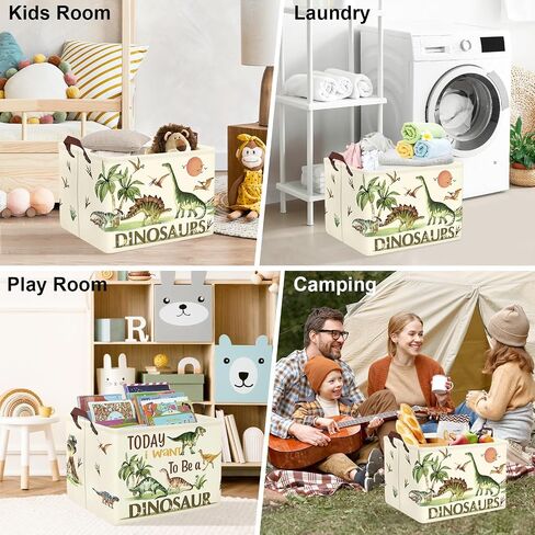 Clastyle Dinosaur Kid Storage Storage Basking Baby Laundry Garper Tree Tree Boy Gift Toy Box Toyblible Organizer Congery Bin لغرفة النوم ، الزاحف ، 40*30*30 سم in Kuwait
