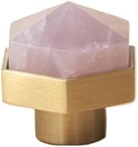 Handle knobs, Cabinet Drawer Handle, Cabinet Pulls, Luxury Natural Crystal Brass Cabinet Handle and Knob Dresser Knobs Drawer Pulls Bedroom Drawers Wardrobe Furniture,(PinkHexagon) in Kuwait