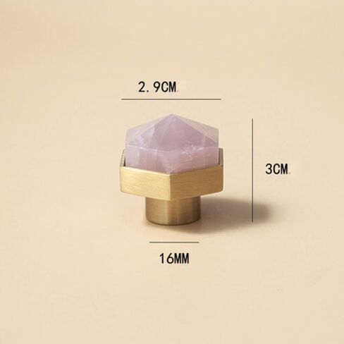Handle knobs, Cabinet Drawer Handle, Cabinet Pulls, Luxury Natural Crystal Brass Cabinet Handle and Knob Dresser Knobs Drawer Pulls Bedroom Drawers Wardrobe Furniture,(PinkHexagon) in Kuwait