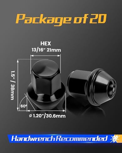 Dynofit 14x1.5 Lug Nuts متوافق مع 2008+ Chevy Silverado GMC Sierra 2500 3500،32pcs 14mmx1.5 OEM Black Wheel Lug Nuts 1.75 "H 7/8" Hex لعام 2012+ RAM 2500 3500 ، استبدل OE 611-236 | 611-330 in Kuwait