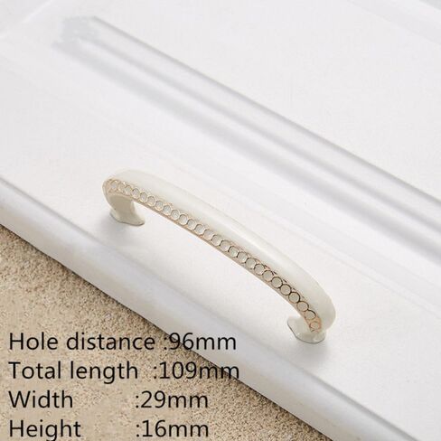 Handle knobs, Cabinet Drawer Handle, Cabinet Pulls, European Luxury White Kitchen Cabinet Handles Zinc Alloy Cupboard Wardrobe Door Drawer Knobs Furniture Hardware,(96mm) in Saudi Arabia