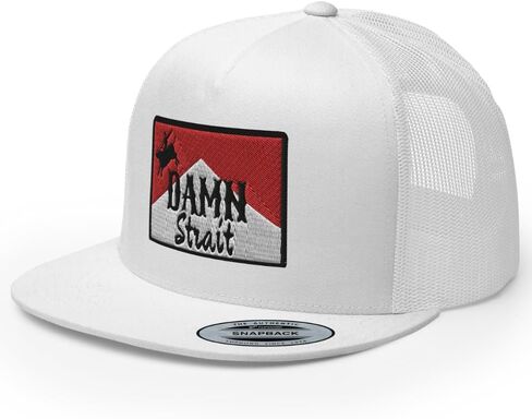 NG Damn Strait Flat Bill Trucker Hat High Crown Adjustable Western Country Cowboy Cowgirl Rodeo Cap in Kuwait
