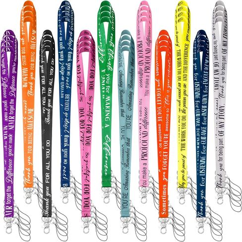 36 Pcs Lanyard Bulk for ID Badge Employee Appreciation Gifts Team Inspirational Quote Keychain for Custodian Teacher (Solid Color) in Saudi Arabia