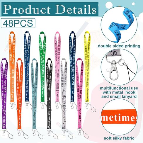36 Pcs Lanyard Bulk for ID Badge Employee Appreciation Gifts Team Inspirational Quote Keychain for Custodian Teacher (Solid Color) in Saudi Arabia