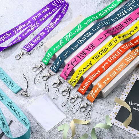 36 Pcs Lanyard Bulk for ID Badge Employee Appreciation Gifts Team Inspirational Quote Keychain for Custodian Teacher (Solid Color) in Saudi Arabia