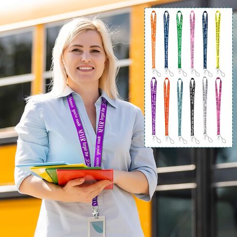36 Pcs Lanyard Bulk for ID Badge Employee Appreciation Gifts Team Inspirational Quote Keychain for Custodian Teacher (Solid Color) in Saudi Arabia