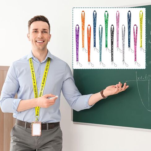 36 Pcs Lanyard Bulk for ID Badge Employee Appreciation Gifts Team Inspirational Quote Keychain for Custodian Teacher (Solid Color) in Saudi Arabia