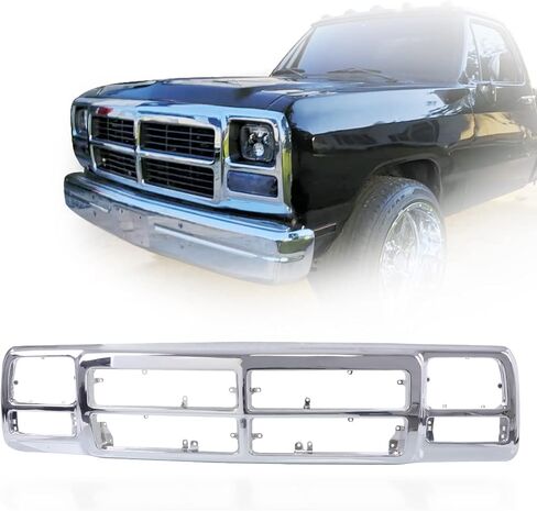 Perfit Liner New Front Chrome Grille Compatible with 1991-1993 DODGE D150 RAM Charger SUV Fits CH1200137 55026080 in Saudi Arabia