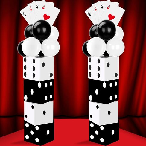 60 Pcs Casino Theme Party Decoration Including 8 Pcs 11 Inches Large Dice Boxes 16 Pcs Poker Cards 36 Pcs Balloons for Casino Night Dice Game Table Centerpieces Birthday Party Supplies in Saudi Arabia