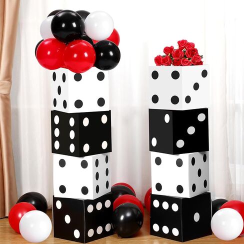 60 Pcs Casino Theme Party Decoration Including 8 Pcs 11 Inches Large Dice Boxes 16 Pcs Poker Cards 36 Pcs Balloons for Casino Night Dice Game Table Centerpieces Birthday Party Supplies in Saudi Arabia