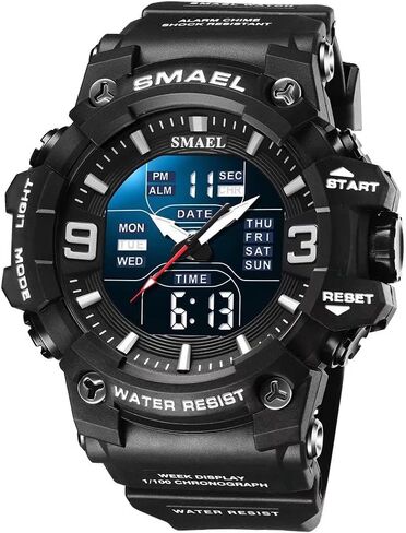 Men's Military Watches Outdoor Sports Watch Waterproof LED Date Alarm Digital Analog Wrist Watches for Men in Saudi Arabia