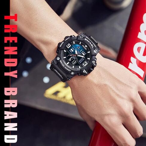 Men's Military Watches Outdoor Sports Watch Waterproof LED Date Alarm Digital Analog Wrist Watches for Men in Saudi Arabia