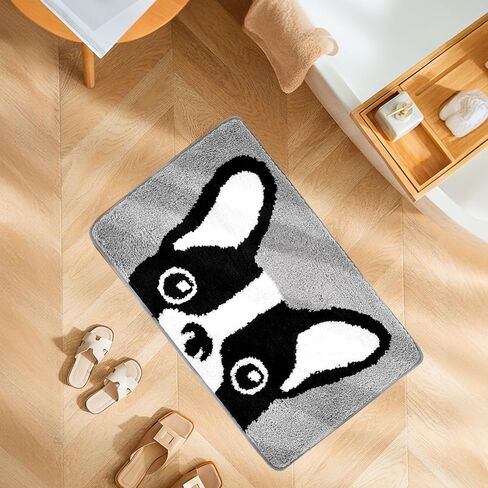 Dog Bath Mat, Cute French Bulldog Bathroom Rug - Soft Area Rug, Absorbent, Non-Slip, Machine Washable, Ideal for Dog Lover, Airbnb Decor, 19.7"x31.5"&15.7"x23.6" (19.7"x31.5" (50x80cm)) in Saudi Arabia
