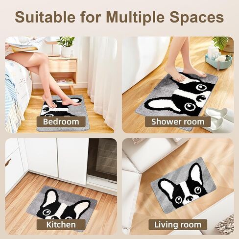 Dog Bath Mat, Cute French Bulldog Bathroom Rug - Soft Area Rug, Absorbent, Non-Slip, Machine Washable, Ideal for Dog Lover, Airbnb Decor, 19.7"x31.5"&15.7"x23.6" (19.7"x31.5" (50x80cm)) in Saudi Arabia