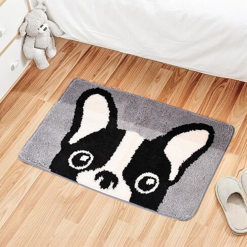 Dog Bath Mat, Cute French Bulldog Bathroom Rug - Soft Area Rug, Absorbent, Non-Slip, Machine Washable, Ideal for Dog Lover, Airbnb Decor, 19.7"x31.5"&15.7"x23.6" (19.7"x31.5" (50x80cm)) in Saudi Arabia