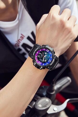 Men's Military Watches Outdoor Sports Watch Waterproof LED Date Alarm Digital Analog Wrist Watches for Men in Saudi Arabia